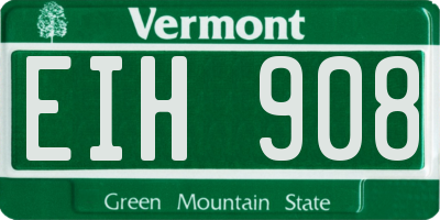 VT license plate EIH908