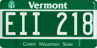VT license plate EII218