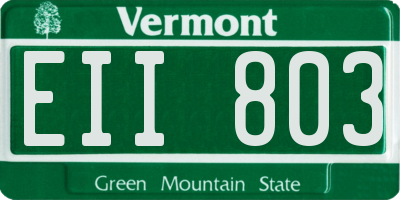 VT license plate EII803