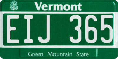 VT license plate EIJ365