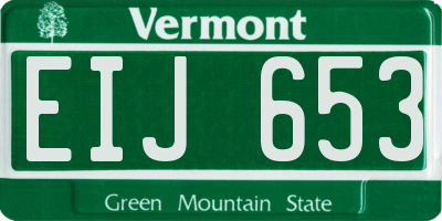 VT license plate EIJ653