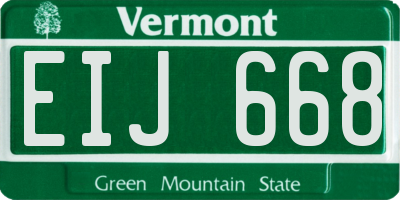 VT license plate EIJ668