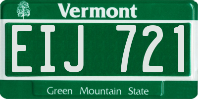 VT license plate EIJ721
