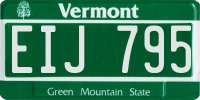 VT license plate EIJ795