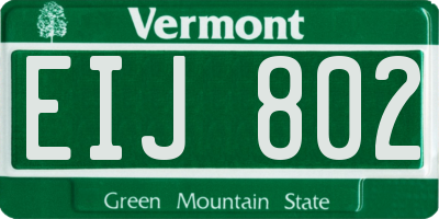 VT license plate EIJ802