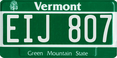VT license plate EIJ807