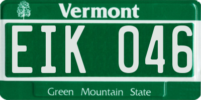 VT license plate EIK046