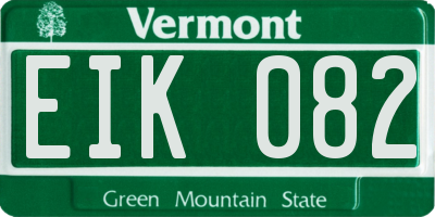 VT license plate EIK082