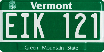 VT license plate EIK121