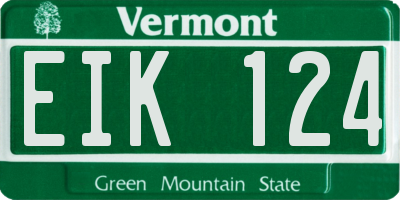 VT license plate EIK124