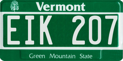 VT license plate EIK207