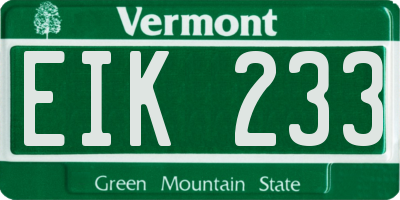 VT license plate EIK233