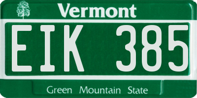 VT license plate EIK385