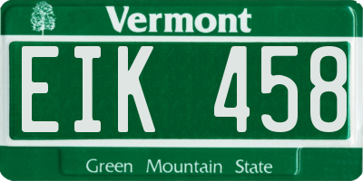 VT license plate EIK458