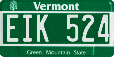 VT license plate EIK524