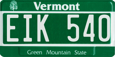 VT license plate EIK540
