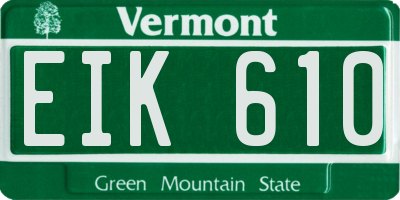 VT license plate EIK610