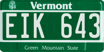 VT license plate EIK643