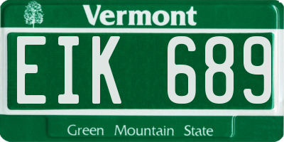 VT license plate EIK689