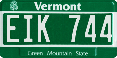 VT license plate EIK744
