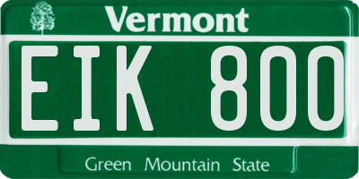 VT license plate EIK800