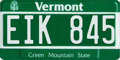 VT license plate EIK845