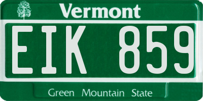 VT license plate EIK859
