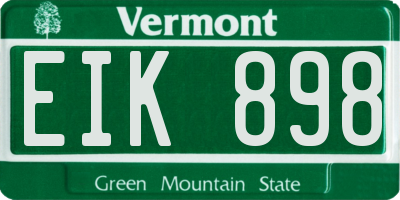 VT license plate EIK898