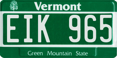 VT license plate EIK965