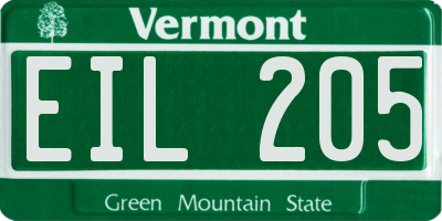 VT license plate EIL205