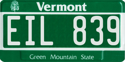 VT license plate EIL839