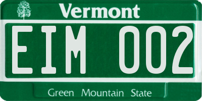 VT license plate EIM002