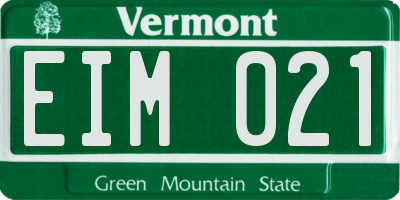VT license plate EIM021