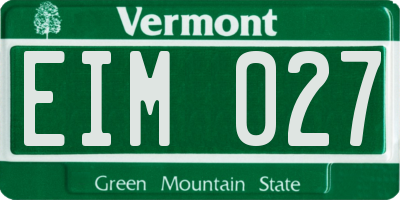 VT license plate EIM027