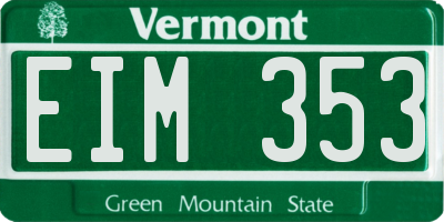 VT license plate EIM353