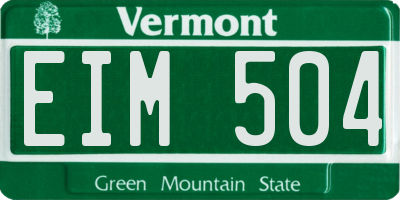 VT license plate EIM504
