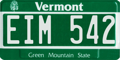 VT license plate EIM542