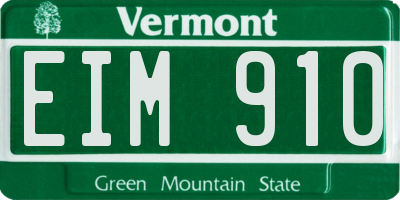 VT license plate EIM910