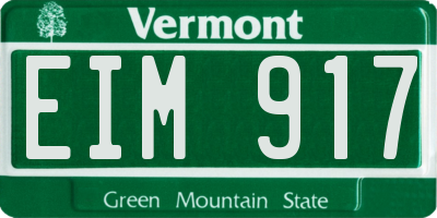 VT license plate EIM917