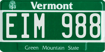 VT license plate EIM988