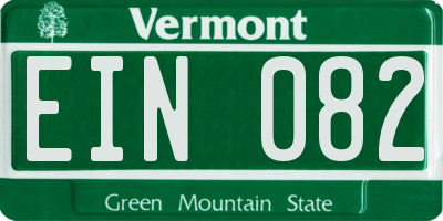 VT license plate EIN082