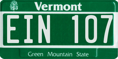 VT license plate EIN107