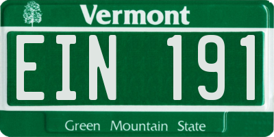 VT license plate EIN191
