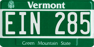 VT license plate EIN285