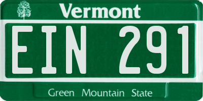 VT license plate EIN291