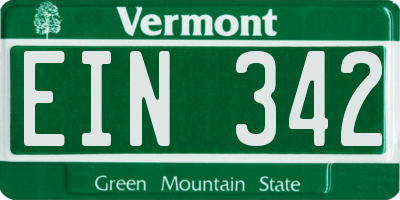 VT license plate EIN342