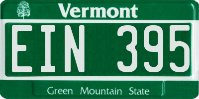 VT license plate EIN395