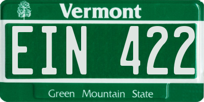 VT license plate EIN422