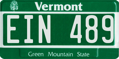 VT license plate EIN489