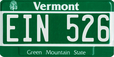 VT license plate EIN526
